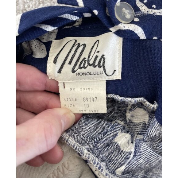 Malia Honolulu Vintage Maxi Dress Floral Open Back Sleeveless 10 1960s-70s Blue - Picture 5 of 11